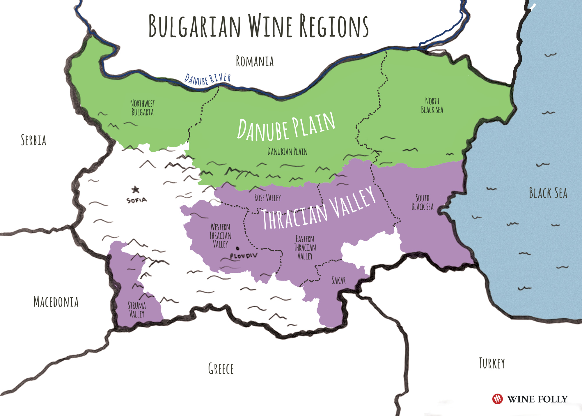Bulgaria Wine Regions Map Illustration by Wine Folly