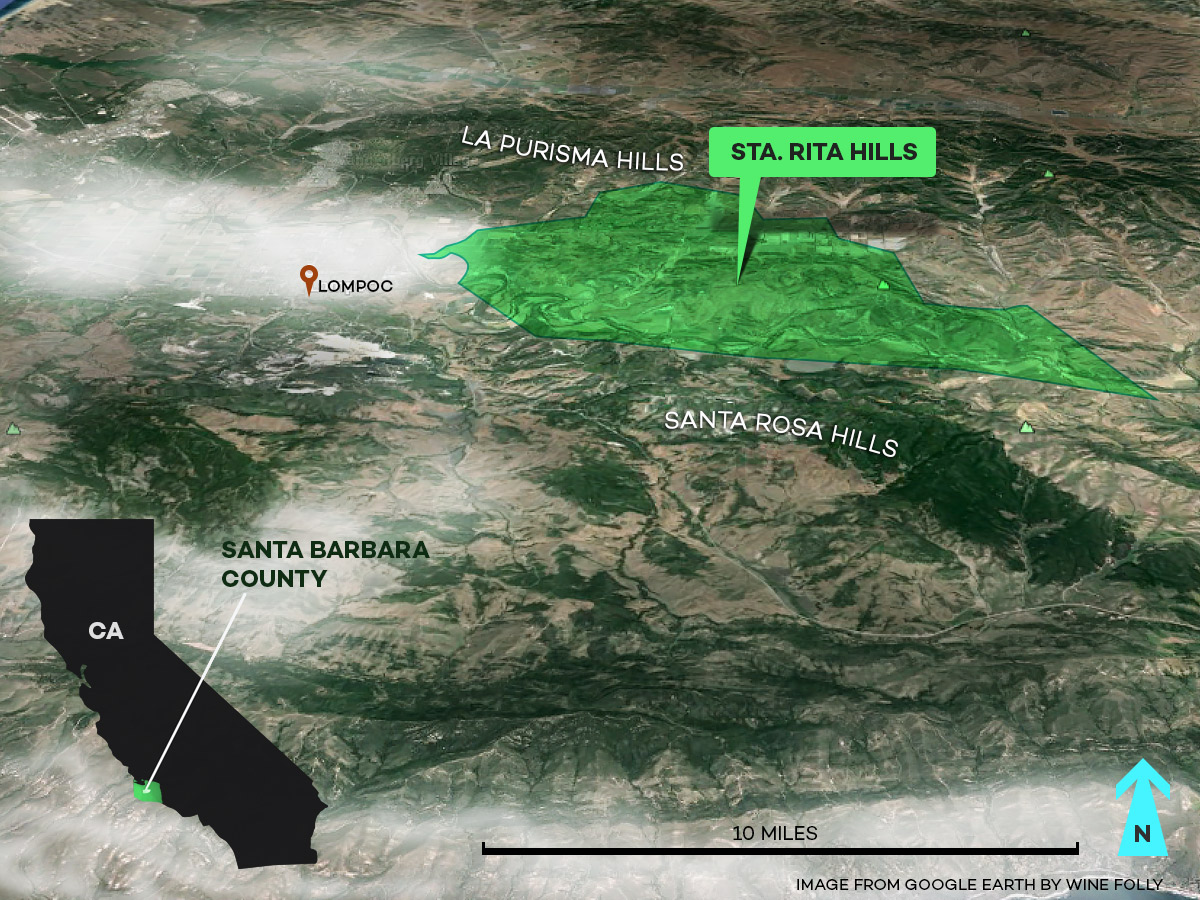 Sta Rita Hills AVA Wine Map in Santa Barbara County